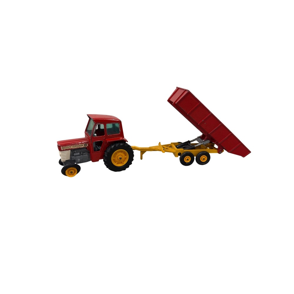 Vintage Matchbox King Size K-3 Massey Ferguson 165 Tractor & Farm Trailer Lesney